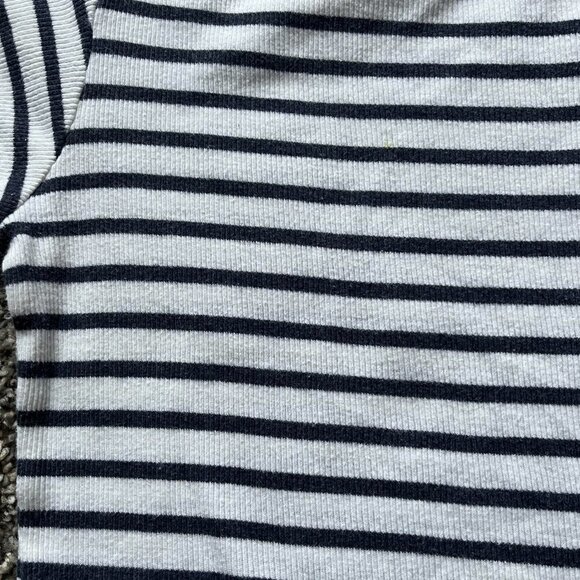 Tommy Hilfiger Shirt Women Medium White Navy Striped Baby Tee Soft Girl Babydoll - Picture 4 of 8